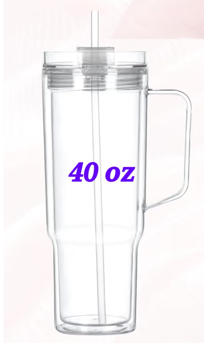 40oz Acrylic Snowglobe Tumbler w/handle
