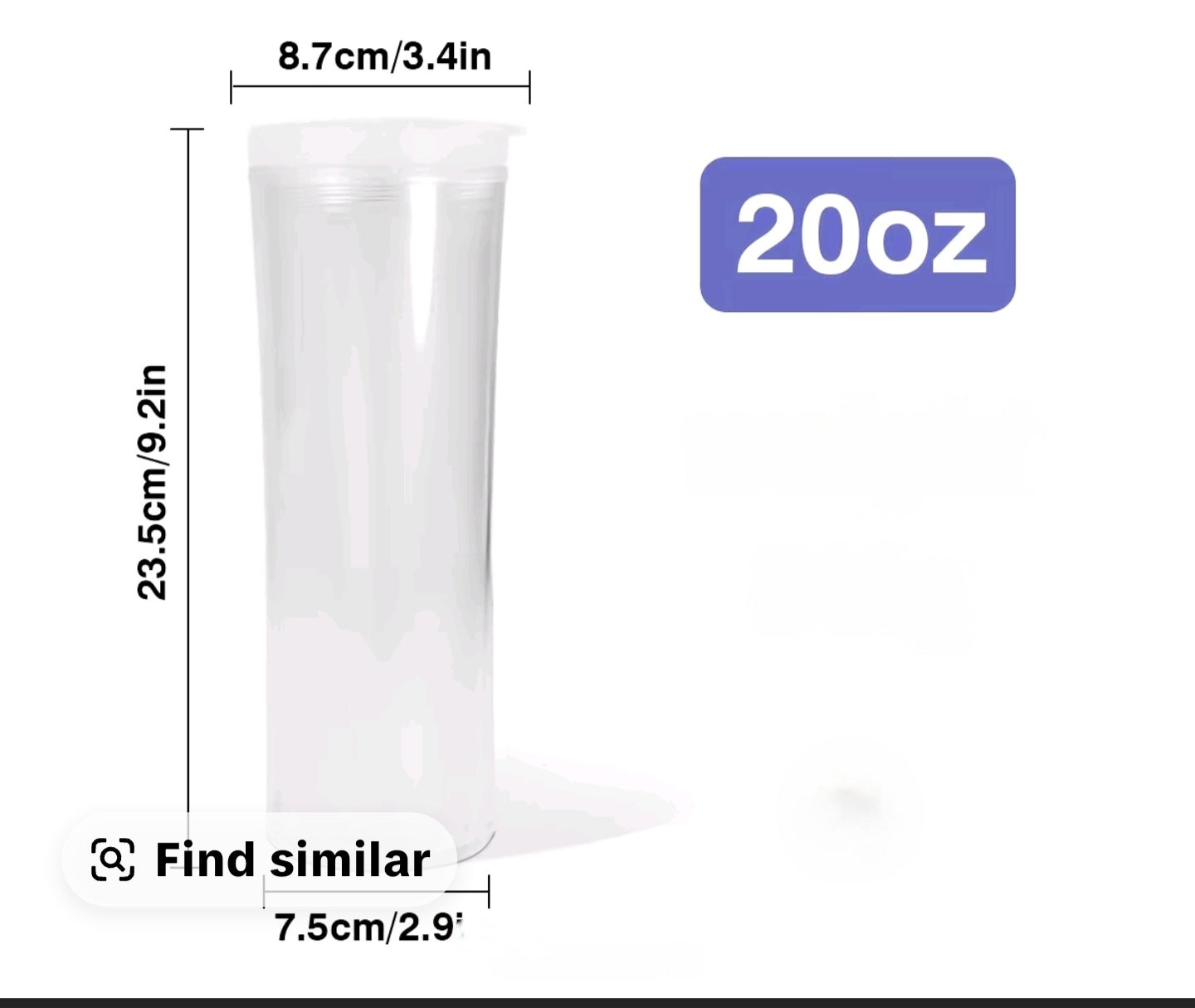 20oz Acrylic Tapered Snowglobe Tumbler w/Pop Up Straw